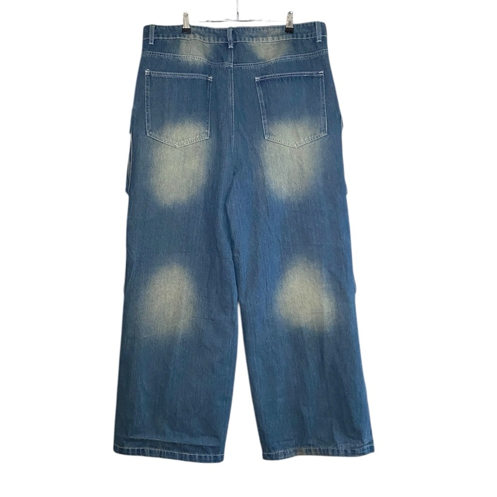 Stacy Adams Baggy Denim Y2K Multi Pocket Cargo Denim Pants 40x30 Wide Leg - Picture 2 of 4